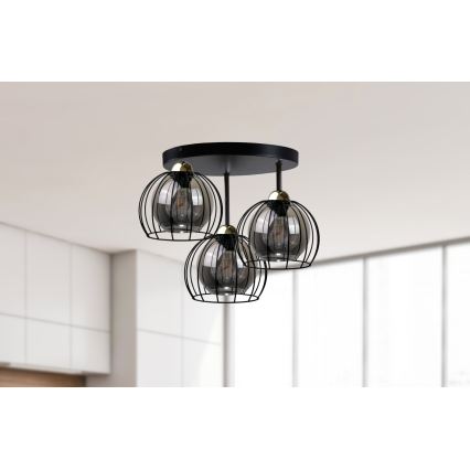 Полилей за повърхностен монтаж SOLO BLACK 3xE27/60W/230V Ø 30 см черен/златист