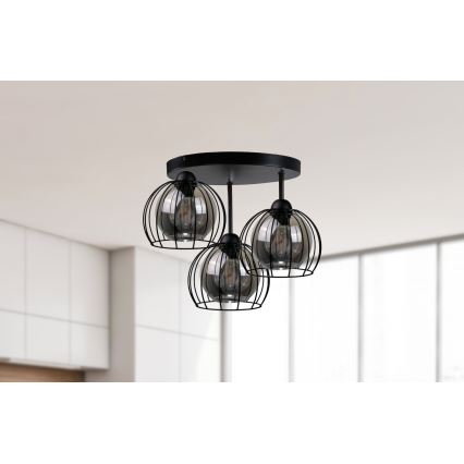 Полилей за повърхностен монтаж SOLO BLACK 3xE27/60W/230V Ø 30 см