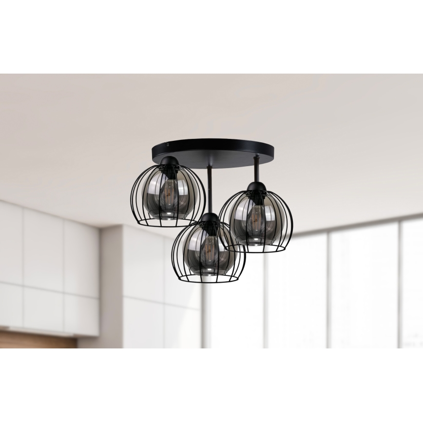 Полилей за повърхностен монтаж SOLO BLACK 3xE27/60W/230V Ø 30 см