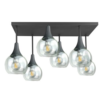 Полилей за повърхностен монтаж SOMA 6xE27/60W/230V черен/прозрачен