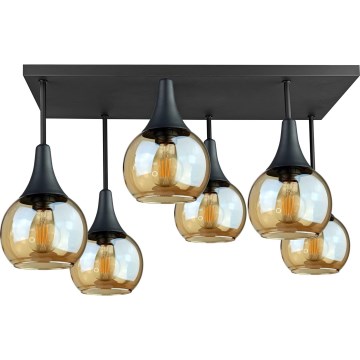 Полилей за повърхностен монтаж SOMA 6xE27/60W/230V черен/опушен бежов