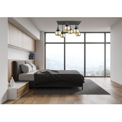 Полилей за повърхностен монтаж SOMA 6xE27/60W/230V черен/опушен бежов