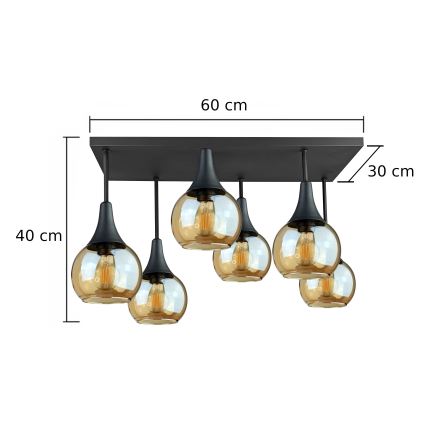 Полилей за повърхностен монтаж SOMA 6xE27/60W/230V черен/опушен бежов