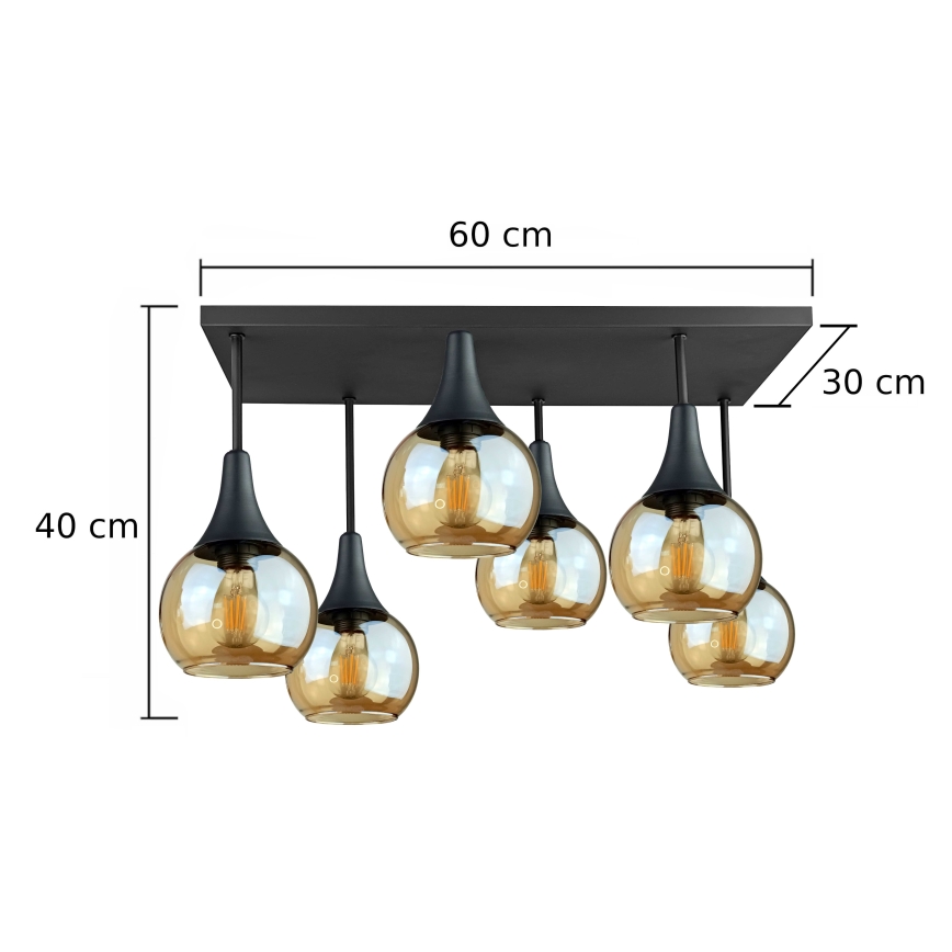 Полилей за повърхностен монтаж SOMA 6xE27/60W/230V черен/опушен бежов