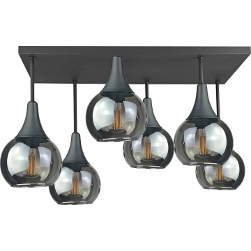 Полилей за повърхностен монтаж SOMA 6xE27/60W/230V черен/опушен черен