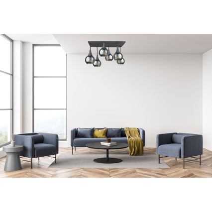 Полилей за повърхностен монтаж SOMA 6xE27/60W/230V черен/опушен черен