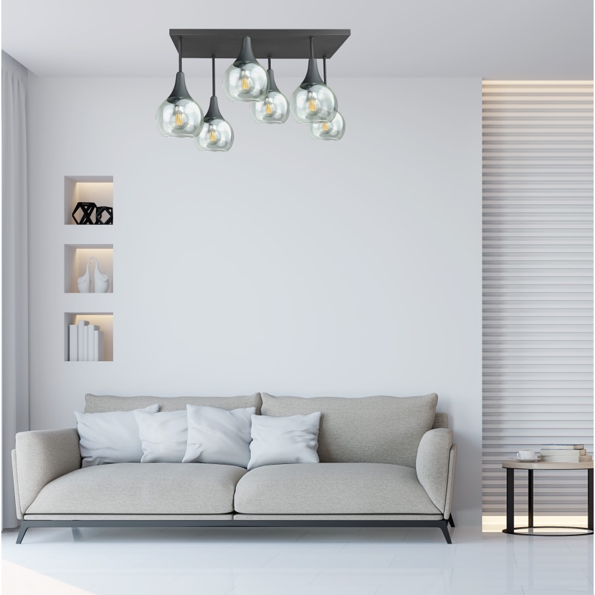 Полилей за повърхностен монтаж SOMA 6xE27/60W/230V черен/прозрачен