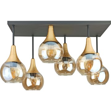 Полилей за повърхностен монтаж SOMA 6xE27/60W/230V черен/златист/опушен бежов