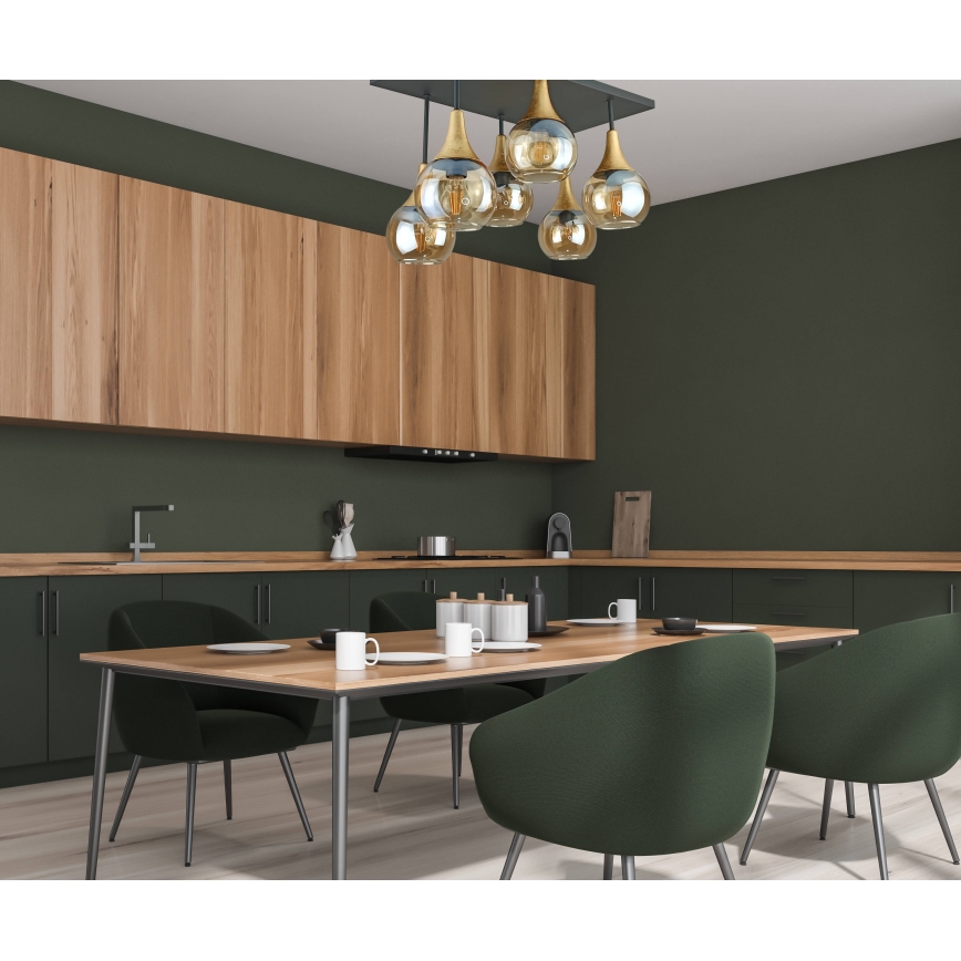 Полилей за повърхностен монтаж SOMA 6xE27/60W/230V черен/златист/опушен бежов