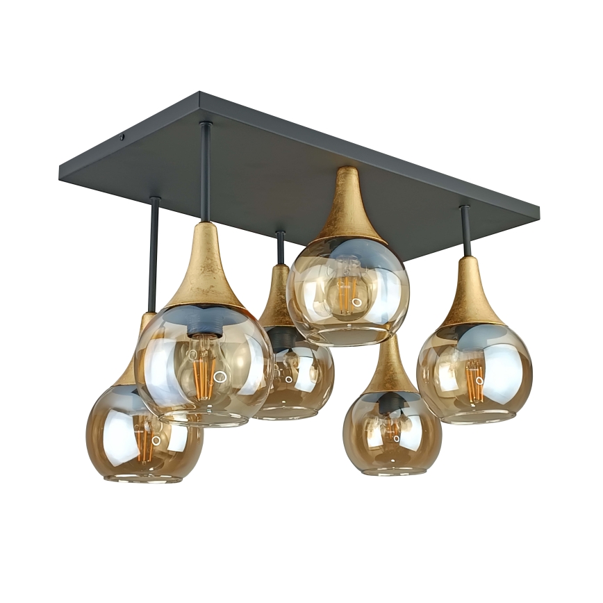 Полилей за повърхностен монтаж SOMA 6xE27/60W/230V черен/златист/опушен бежов