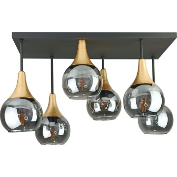 Полилей за повърхностен монтаж SOMA 6xE27/60W/230V черен/златист/опушен черен