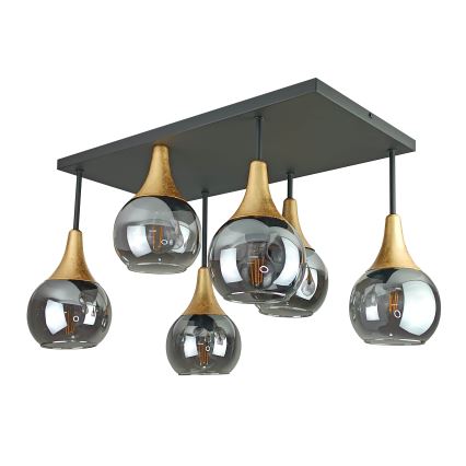 Полилей за повърхностен монтаж SOMA 6xE27/60W/230V черен/златист/опушен черен