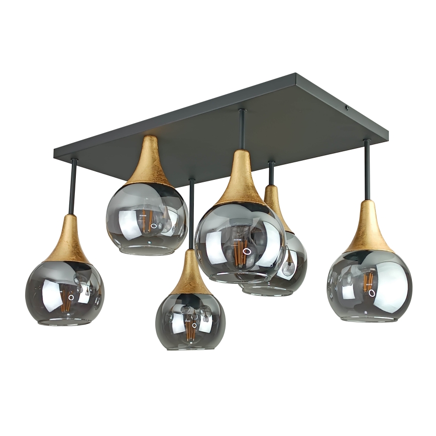 Полилей за повърхностен монтаж SOMA 6xE27/60W/230V черен/златист/опушен черен