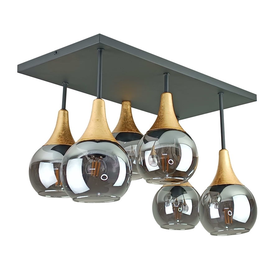 Полилей за повърхностен монтаж SOMA 6xE27/60W/230V черен/златист/опушен черен