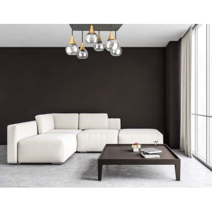 Полилей за повърхностен монтаж SOMA 6xE27/60W/230V черен/златист/прозрачен