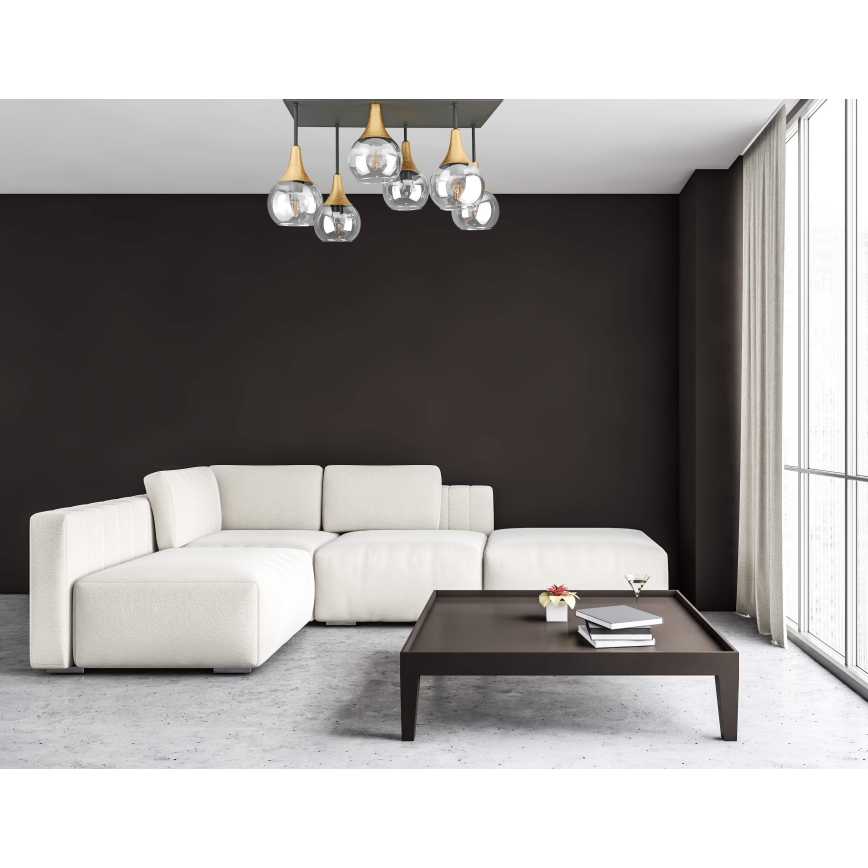 Полилей за повърхностен монтаж SOMA 6xE27/60W/230V черен/златист/прозрачен