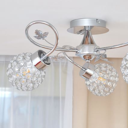 Полилей за повърхностен монтаж SOPHIA 3xE27/15W/230V лъскав хром/прозрачен