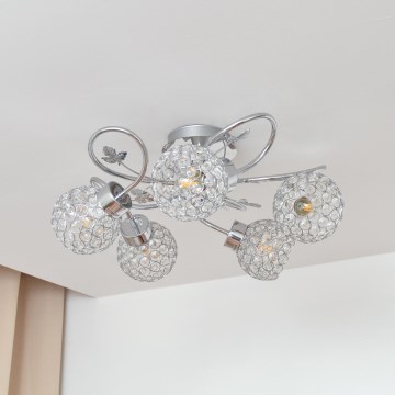 Полилей за повърхностен монтаж SOPHIA 5xE27/15W/230V лъскав хром/прозрачен