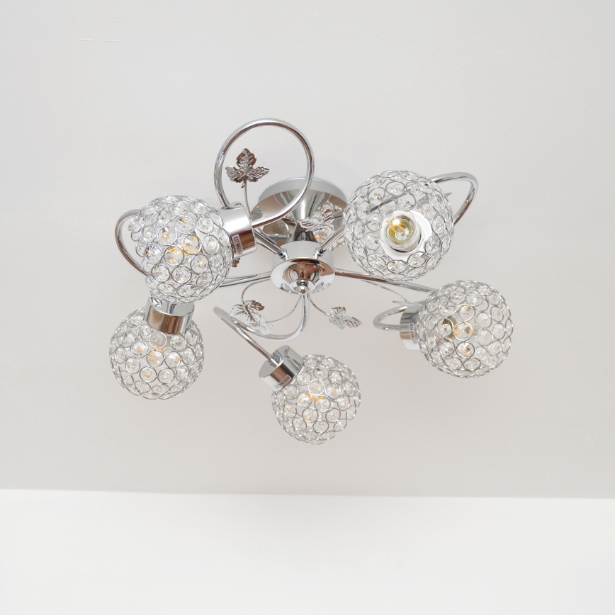 Полилей за повърхностен монтаж SOPHIA 5xE27/15W/230V лъскав хром/прозрачен