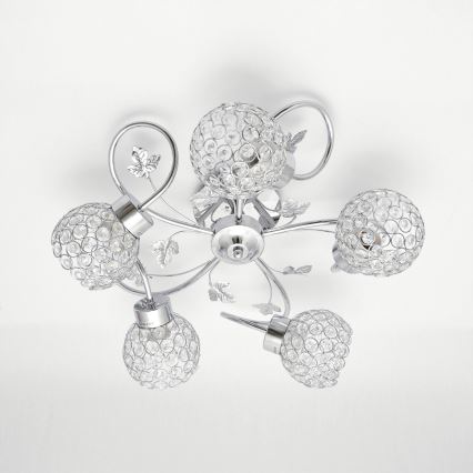 Полилей за повърхностен монтаж SOPHIA 5xE27/15W/230V лъскав хром/прозрачен