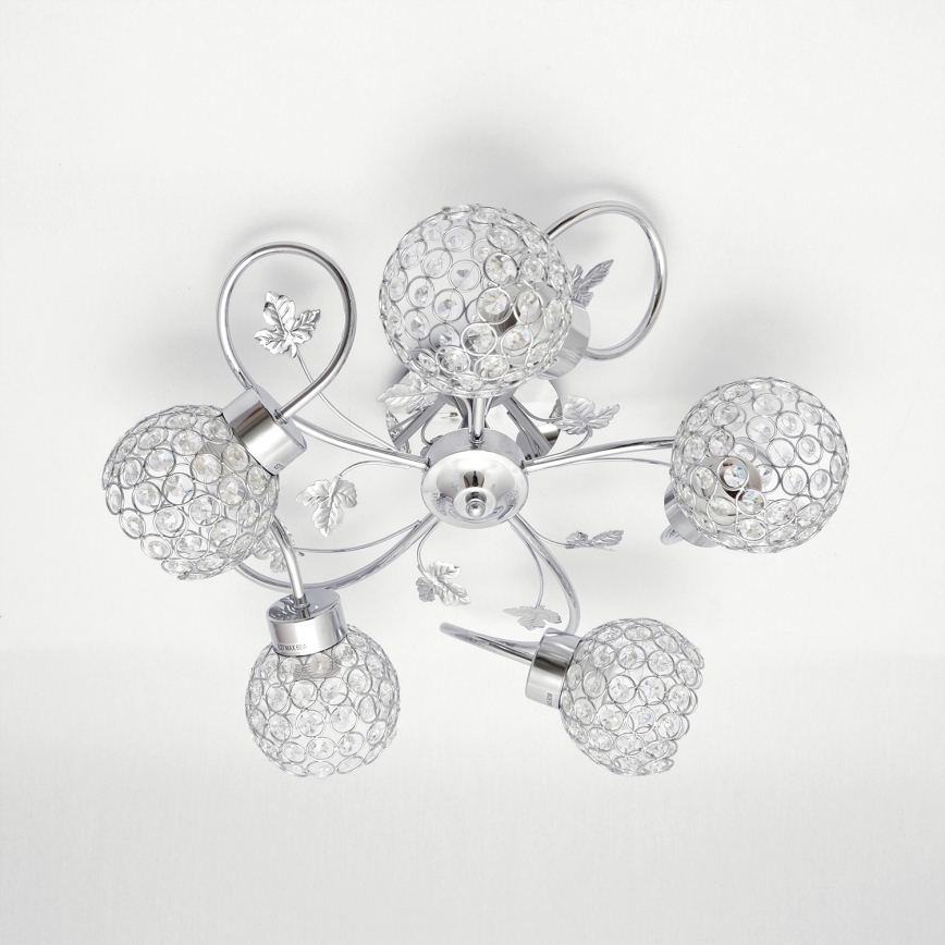 Полилей за повърхностен монтаж SOPHIA 5xE27/15W/230V лъскав хром/прозрачен