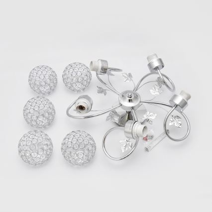 Полилей за повърхностен монтаж SOPHIA 5xE27/15W/230V лъскав хром/прозрачен