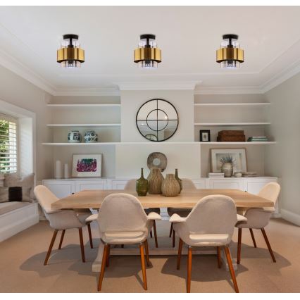 Полилей за повърхностен монтаж SPIEGA 1xE27/60W/230V златист/черен