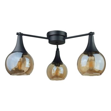 Полилей за повърхностен монтаж STAR 3xE27/60W/230V черен/опушен бежов