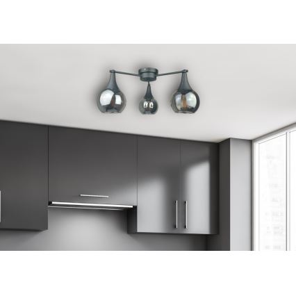 Полилей за повърхностен монтаж STAR 3xE27/60W/230V черен/опушен черен