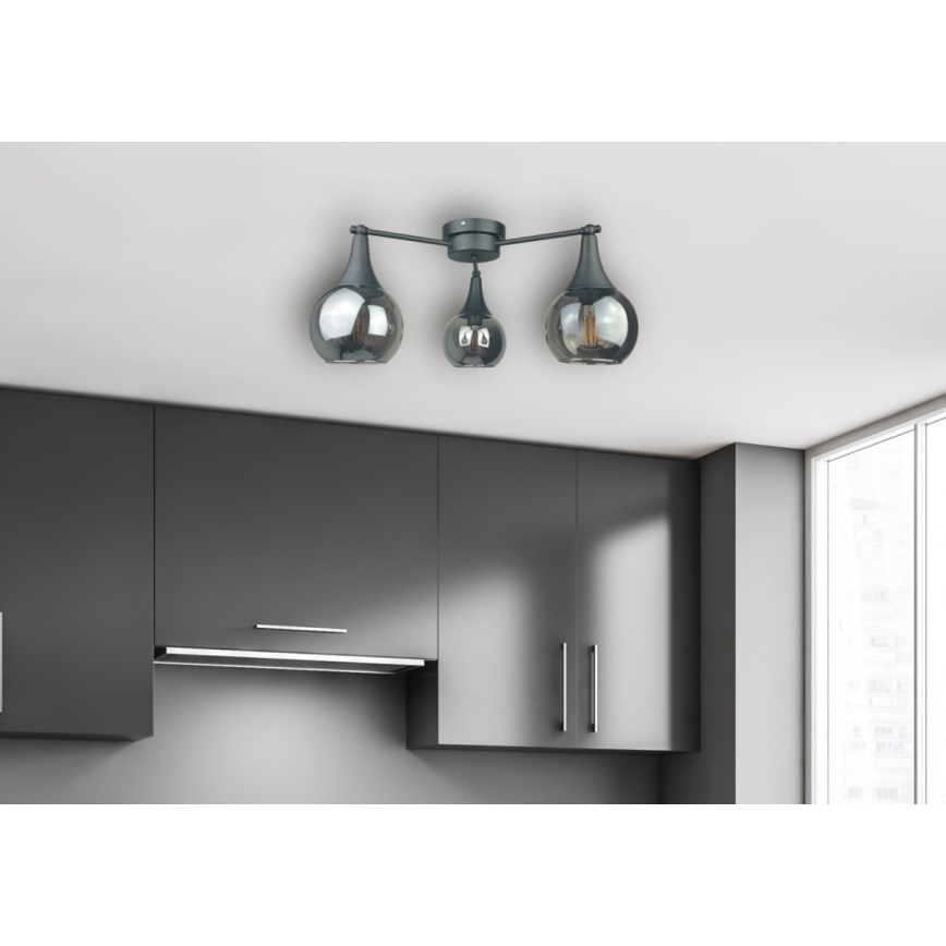 Полилей за повърхностен монтаж STAR 3xE27/60W/230V черен/опушен черен