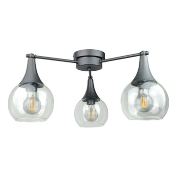 Полилей за повърхностен монтаж STAR 3xE27/60W/230V черен/прозрачен