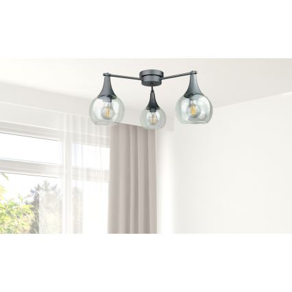 Полилей за повърхностен монтаж STAR 3xE27/60W/230V черен/прозрачен