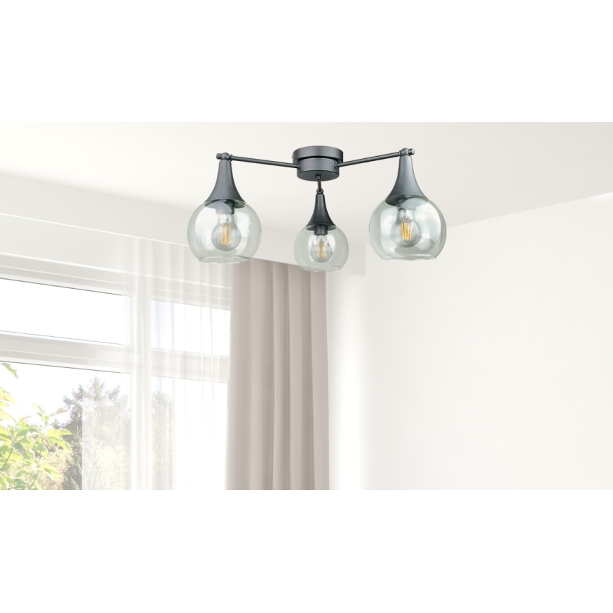 Полилей за повърхностен монтаж STAR 3xE27/60W/230V черен/прозрачен