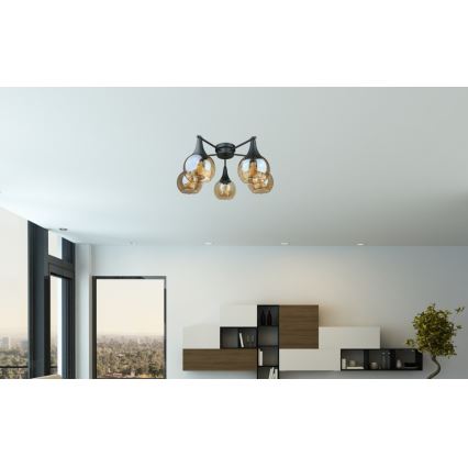 Полилей за повърхностен монтаж STAR 5xE27/60W/230V черен/опушен бежов