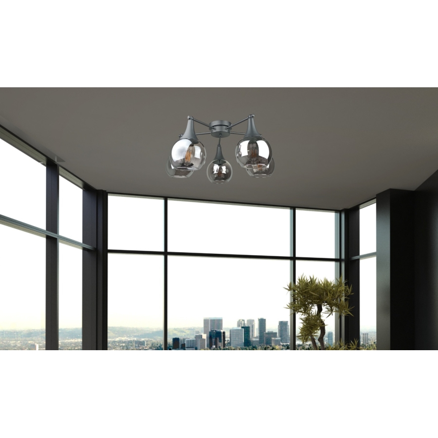 Полилей за повърхностен монтаж STAR 5xE27/60W/230V черен/опушен черен