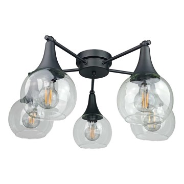 Полилей за повърхностен монтаж STAR 5xE27/60W/230V черен/прозрачен