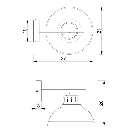 Полилей за повърхностен монтаж SVEN 1xE27/15W/230V черен/златист