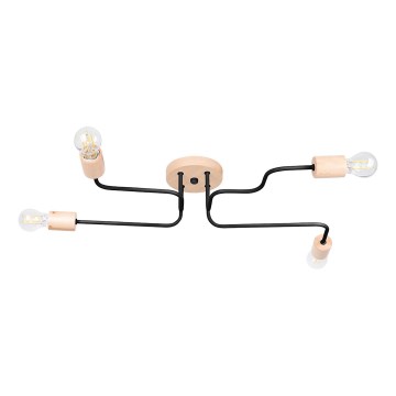 Полилей за повърхностен монтаж TIMBO 4xE27/15W/230V черен/бежов/бук