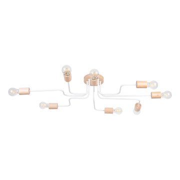 Полилей за повърхностен монтаж TIMBO 8xE27/15W/230V бял/бежов/бук