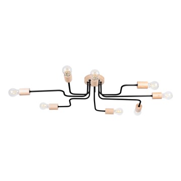 Полилей за повърхностен монтаж TIMBO 8xE27/15W/230V черен/бежов/бук
