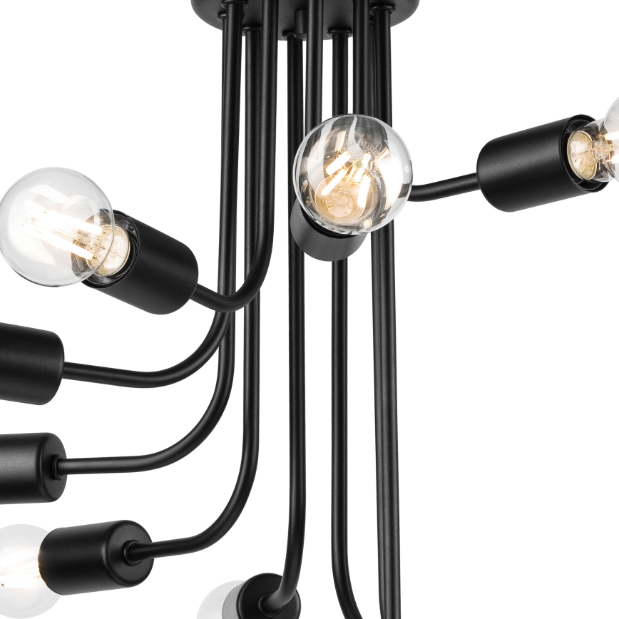 Полилей за повърхностен монтаж TRINITY 10xE27/15W/230V черен