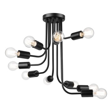 Полилей за повърхностен монтаж TRINITY 10xE27/15W/230V черен