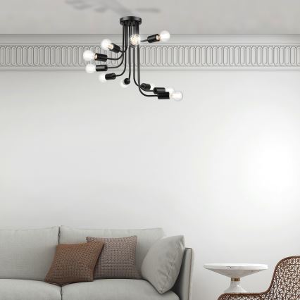 Полилей за повърхностен монтаж TRINITY 10xE27/15W/230V черен