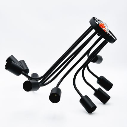 Полилей за повърхностен монтаж TRINITY 10xE27/15W/230V черен