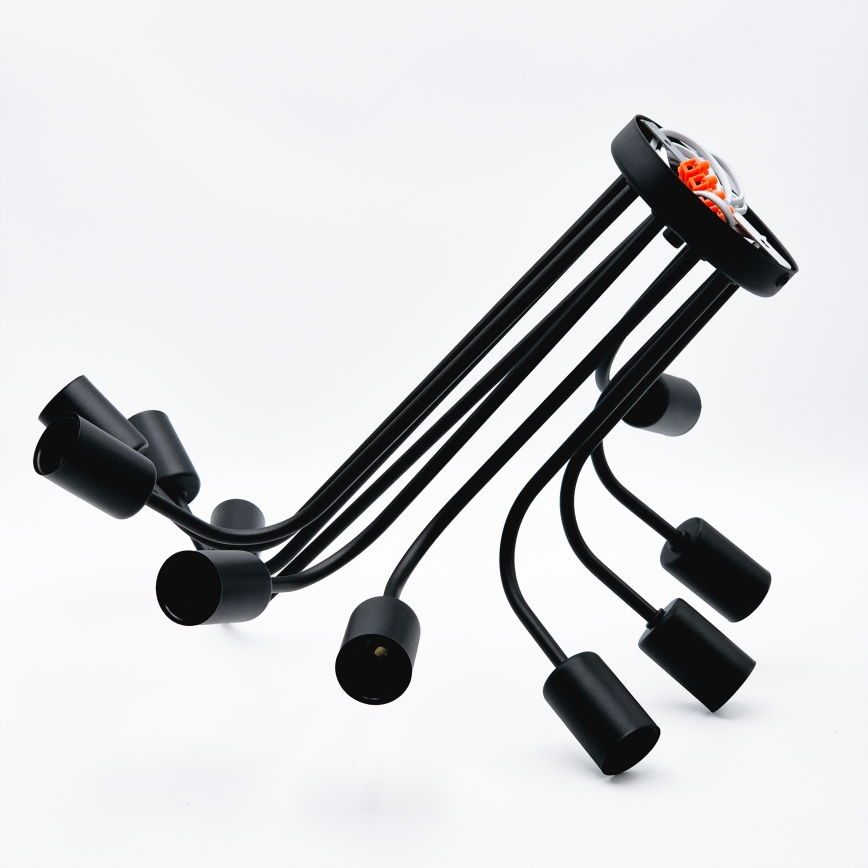 Полилей за повърхностен монтаж TRINITY 10xE27/15W/230V черен