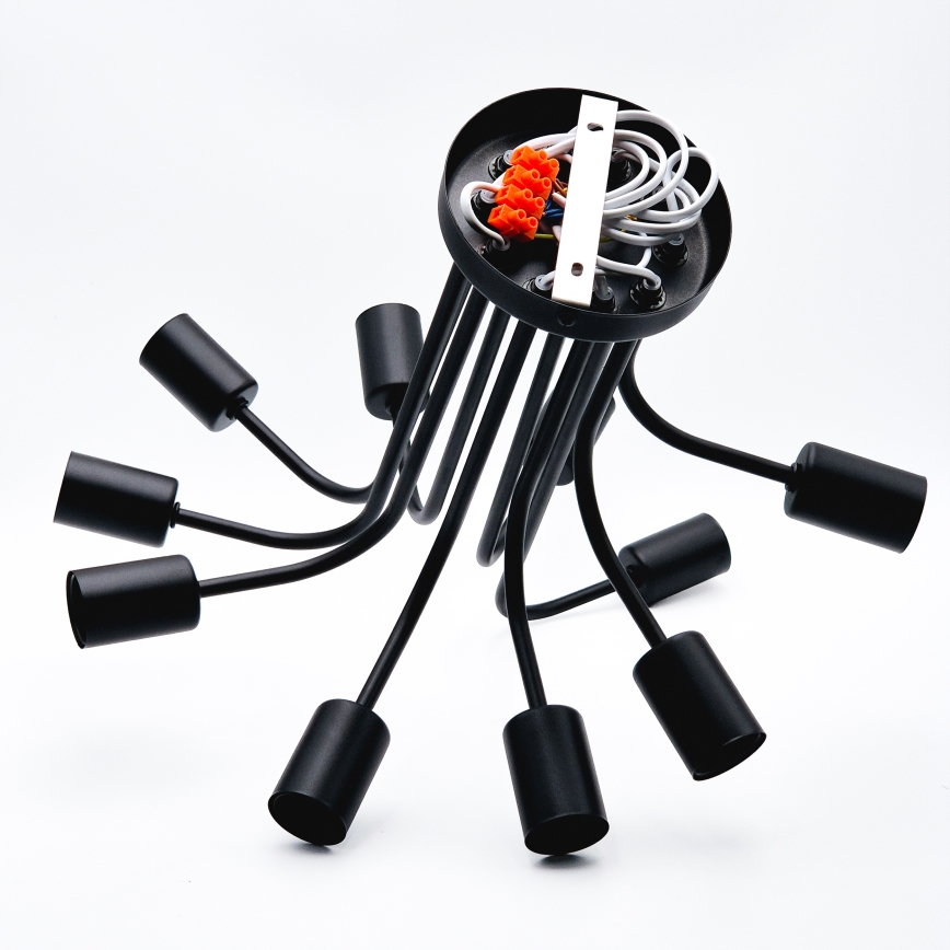 Полилей за повърхностен монтаж TRINITY 10xE27/15W/230V черен