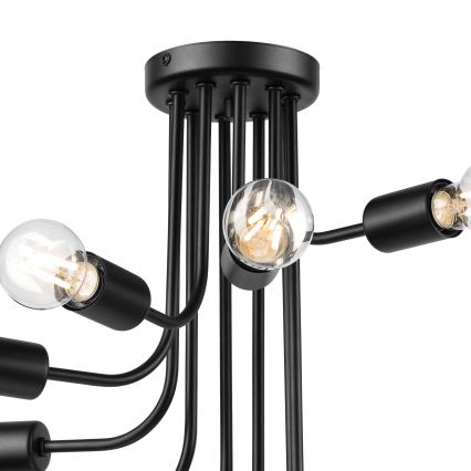 Полилей за повърхностен монтаж TRINITY 10xE27/15W/230V черен