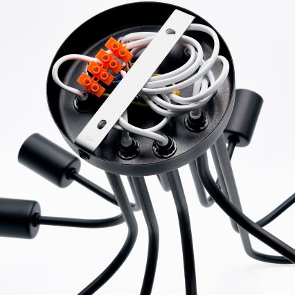 Полилей за повърхностен монтаж TRINITY 10xE27/15W/230V черен