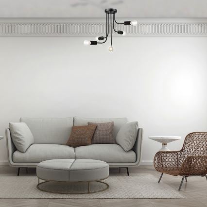 Полилей за повърхностен монтаж TRINITY 5xE27/15W/230V черен