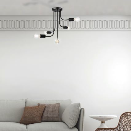Полилей за повърхностен монтаж TRINITY 5xE27/15W/230V черен